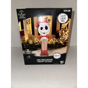 Gemmy Christmas Inflatable‎ Jack Skellington with Wish List, 5.5 ft Height -
